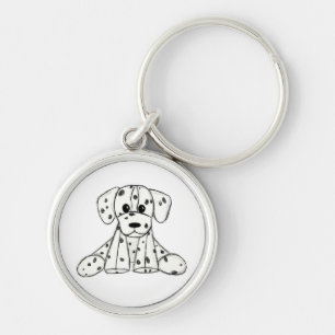 Dalmatian knuffelhond tekenomtrek eenvoudig zwart sleutelhanger