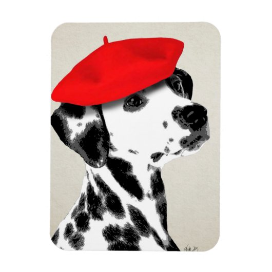 Dalmatian met rode Beret Magneet (Verticaal)