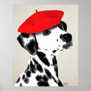 Dalmatian met rode Beret Poster