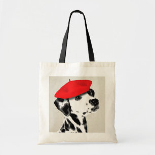 Dalmatian met rode Beret Tote Bag