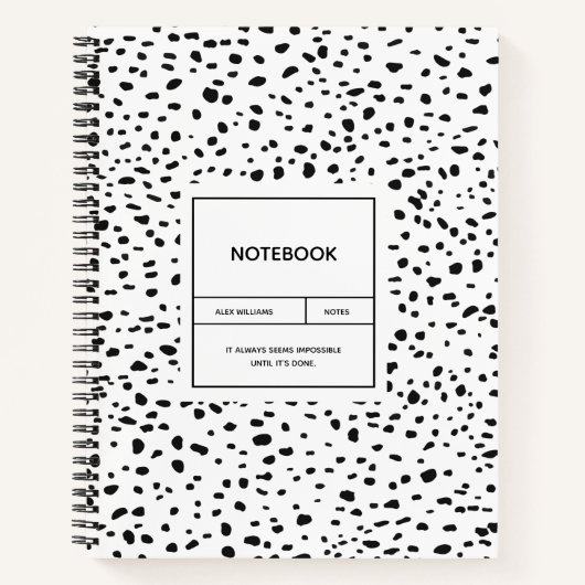 Dalmatian Pattern Black en White notebook Notitieboek (Voorkant)