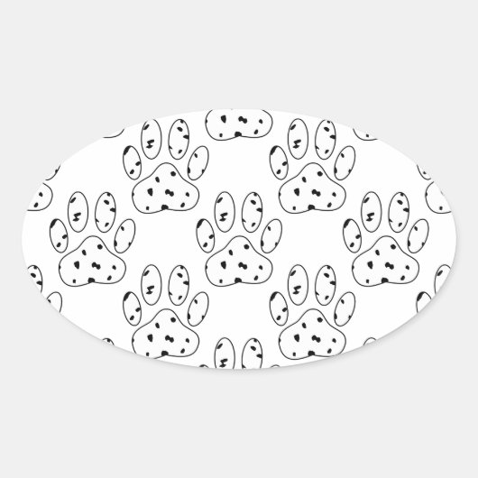 Dalmatian Paw Print Pattern Ovale Sticker (Voorkant)