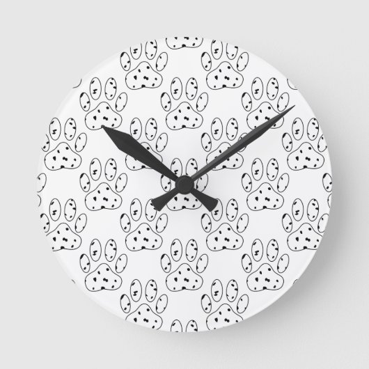Dalmatian Paw Print Pattern Ronde Klok (Voorkant)