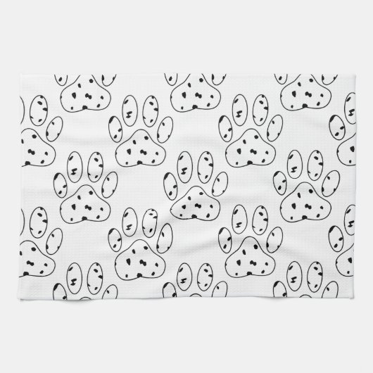 Dalmatian Paw Print Pattern Theedoek (Horizontaal)