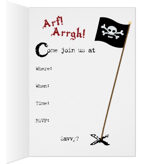 Dalmatian Pirate Invitation (Binnen (Rechts))