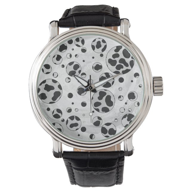 Dalmatian Polka Dot Black and White Horloge (Voorkant)