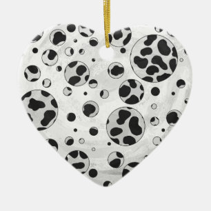 Dalmatian Polka Dot Black and White Keramisch Ornament