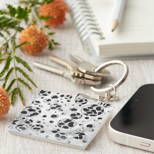 Dalmatian Polka Dot Black and White Sleutelhanger (Voorkant Rechts)