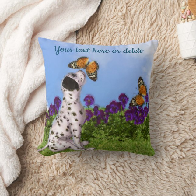 Dalmatian Puppy Butterflies Dog Art Personalized  Kussen (Deken)