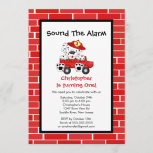 Dalmatian Puppy Fire Truck Birthday Party Kaart