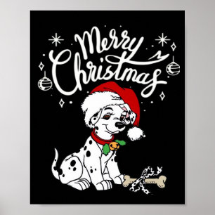 Dalmatian Puppy Hond In Een Kerstman Hoed Kerstmis Poster