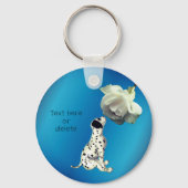 Dalmatian Puppy White Rose Cute Persoonlijk Sleutelhanger (Voorkant)