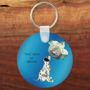 Dalmatian Puppy White Rose Cute Persoonlijk Sleutelhanger
