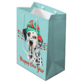 Dalmatian Santa Hat Holiday String Beads Medium Cadeauzakje (Achterkant Gekanteld)