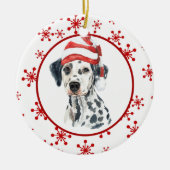 Dalmatian Santa Hat Red Snowflake Keramisch Ornament (Voorkant)