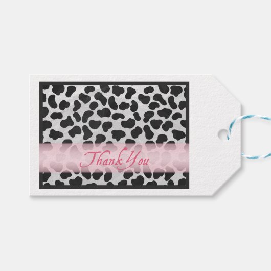 Dalmatian Spot Pattern Pink Bedankt Cadeaulabel (Voorkant (Horizontaal))