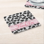 Dalmatian Spot Pattern Pink Bedankt Vierkante Kartonnen Onderzetter (Schuin)