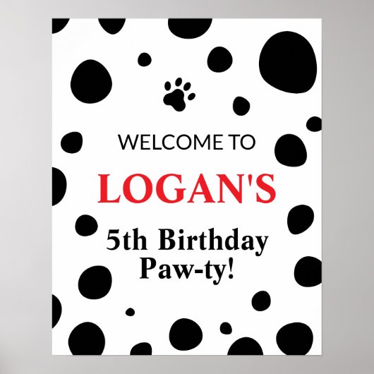 Dalmatian Spots Birthday Welcome Sign Poster (Voorkant)