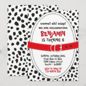 Dalmatian Spots Invitation for Birthday Party Dog (Devant / Derrière)