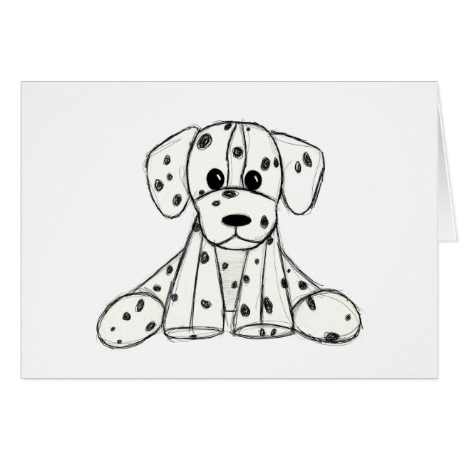 Dalmatian stuffed dog drawing outline simple black (Devant horizontal)