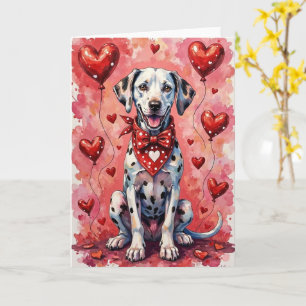 Dalmatian Valentijnsdag Hond met Harten Rood Kaart