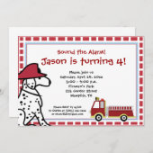 Dalmatie et camion à feu Invitation d'anniversaire (Devant / Derrière)