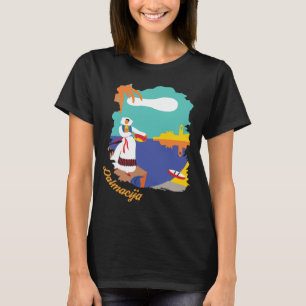 Dalmatië Kust Vrouw Kunst Zwart Reizen T-shirt
