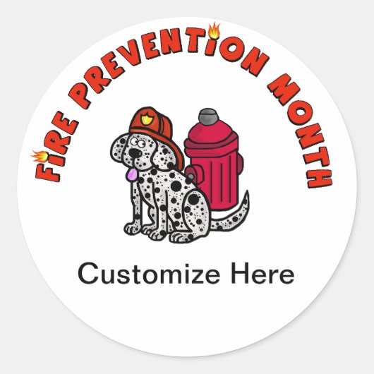 Dalmatie met Helmet en Hydrant Stickers (Voorkant)