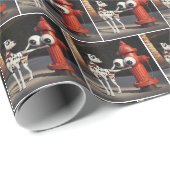 Dalmatie Saluting een rode brandkraan Cadeaupapier (Rol Hoek)