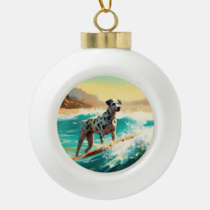 Dalmatie Strand Surfen Schilderij Keramische Bal Ornament