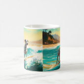Dalmatie Strand Surfen Schilderij Koffiemok (Center)