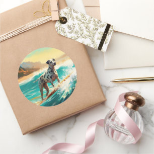 Dalmatie Strand Surfen Schilderij Ronde Sticker