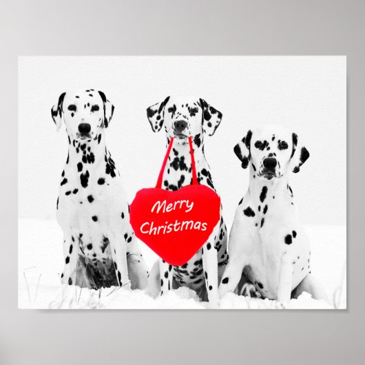 Dalmatiens qui souhaitent une affiche de Noël joye (Devant)