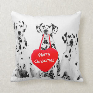 Dalmatiens souhaitant un joyeux coussin de Noël
