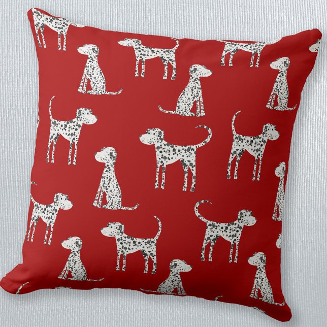 Dalmatiër Hond Rood Kussen (Fun Dalmatian dog red pillow)