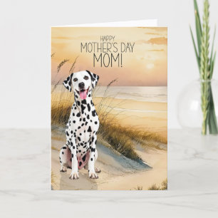 Dalmatiër Hond Zonsondergang Strand Moederdag Feestdagen Kaart