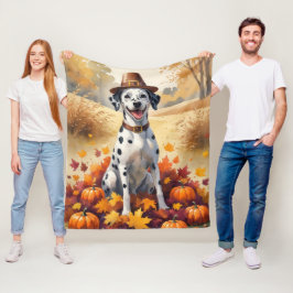 Dalmatiër in de herfst verlaat Thanksgiving kunst Fleece Deken