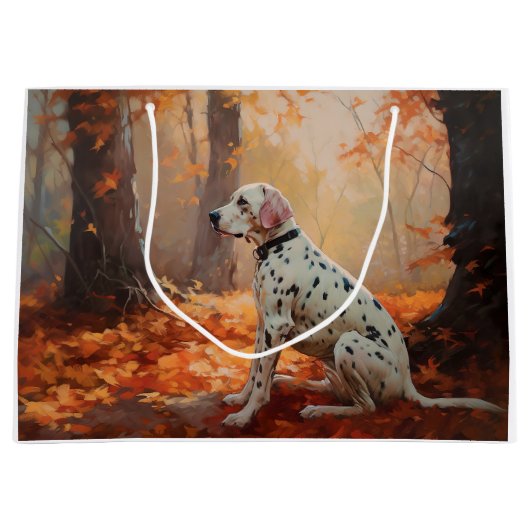 Dalmatiër in herfstbladeren Herfst inspireren Groot Cadeauzakje (Voorkant)
