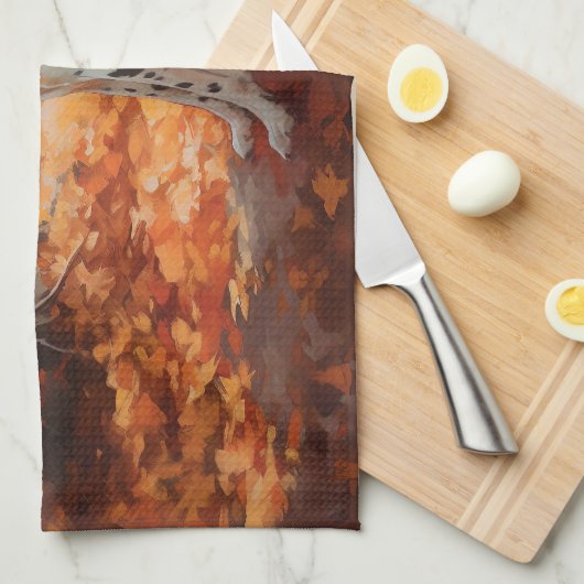 Dalmatiër in herfstbladeren Herfst inspireren Theedoek (Quarter Fold)