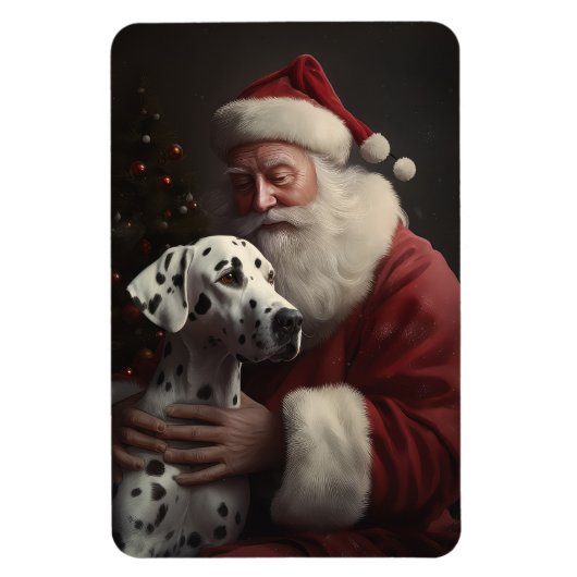 Dalmatiër met kerstman feestelijke kerst magneet (Verticaal)