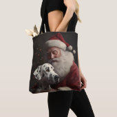 Dalmatiër met Kerstman Feestelijke Kerstmis Draagtas (Dichtbij)