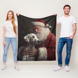 Dalmatiër met kerstman Feestelijke Kerstmis Fleece Deken