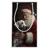 Dalmatiër met Kerstman Feestelijke Kerstmis Klein Cadeauzakje (Voorkant)