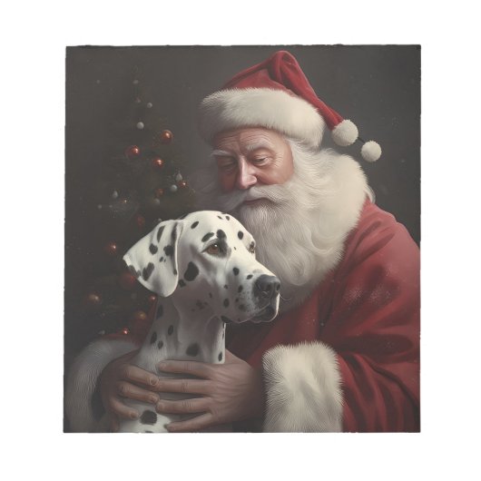 Dalmatiër met Kerstman Feestelijke Kerstmis Notitieblok (Voorkant)