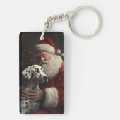 Dalmatiër met kerstman Feestelijke Kerstmis Sleutelhanger (achterkant)