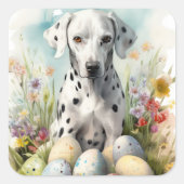 Dalmatiër met paaseieren vierkante sticker (Voorkant)