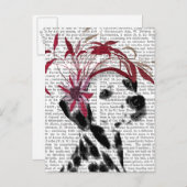 Dalmatiër met rode fascinator briefkaart (Voorkant / Achterkant)