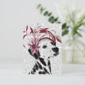 Dalmatiër met rode fascinator briefkaart (Staand voorkant)