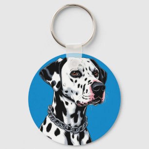 Dalmatiërhond Portret Tegen Blauwe Achtergrond Sleutelhanger