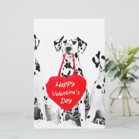 Dalmatiërs Hondenhart Gelukkige Valentijnsdag Briefpapier (Staand voorkant)